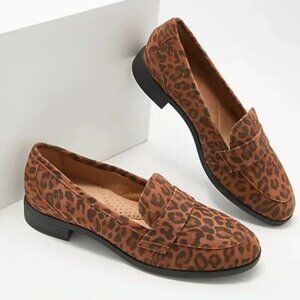 Collection by Clarks Leopard Leather Slip-On Loafers Trish Willow Womens 12  New